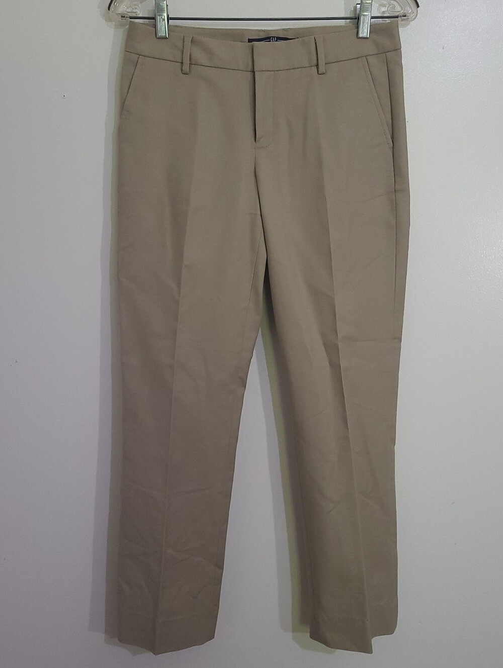GAP Khaki Stretch Straight Leg Trousers - Tan Size 2 Long